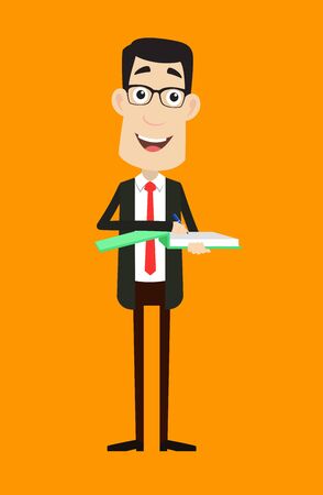 Corporate Business Character - Preparing Report in Happy Moodのイラスト素材