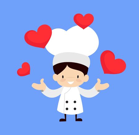Cute Cartoon Chef - Presenting Heartsのイラスト素材