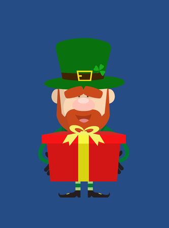 Cute Leprechaun Cartoon - Presenting a Gift Boxのイラスト素材