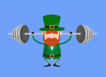 Cute Leprechaun Cartoon - Doing Weight Liftingのイラスト素材