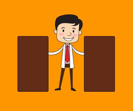 Dentist - Standing with Two Boardsのイラスト素材