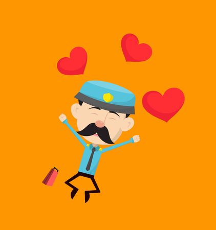 Funny Policeman Cop - Feeling Very Excitedのイラスト素材