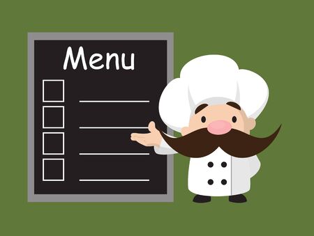 Funny Short Chef - Presenting Menu Listのイラスト素材