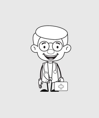 Gynecologist Doctor - Holding a Suitcase and ready to go Illustrationのイラスト素材