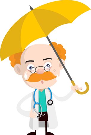 Medical Professional Doctor - Standing with Umbrellaのイラスト素材