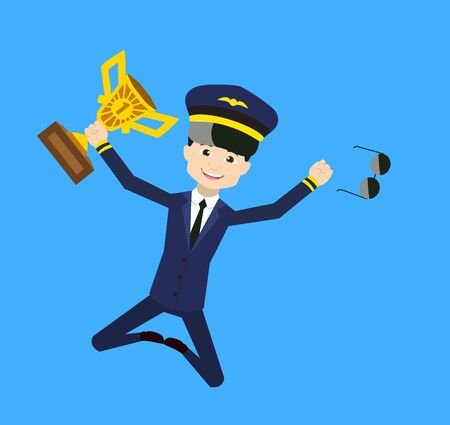 Pilot - Jumping with Trophyのイラスト素材