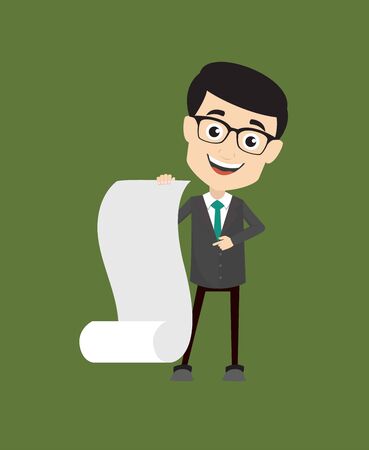 Professional Male - Showing a Paper Scrollのイラスト素材