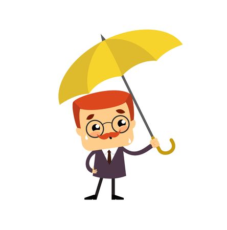 Salesman Boss Guy - Standing with Umbrellaのイラスト素材