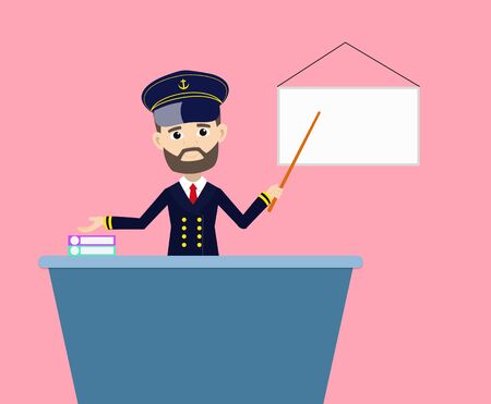 Ship Captain Pilot - Presenting on White Boardのイラスト素材