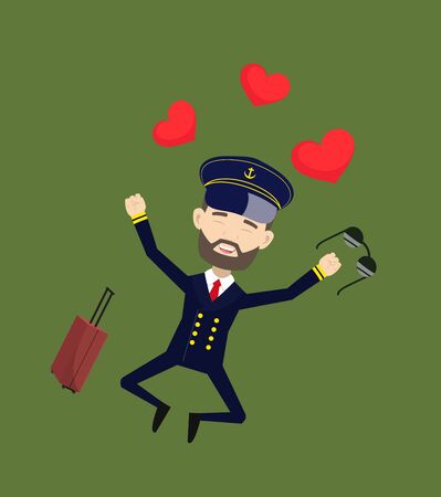 Ship Captain Pilot - Feeling Very Excitedのイラスト素材