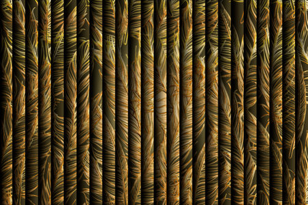 Seamless pattern with palm leaves on black background. Vector illustration.