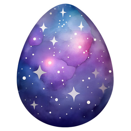 Watercolor Easter egg with stars and nebula. Vector illustration.の素材