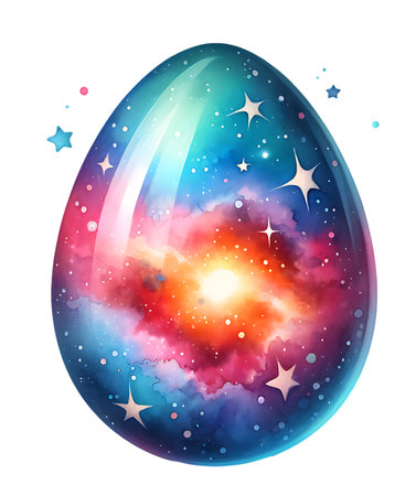 Easter egg with sky and clouds on white background. Vector illustration.の素材