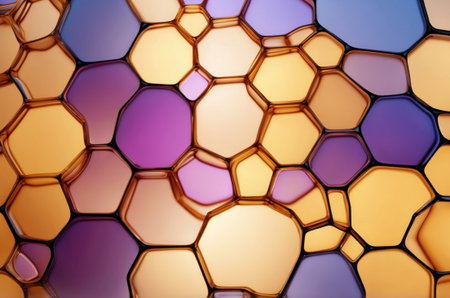 Abstract colorful background. Close-up of the surface of the hexagon.の素材