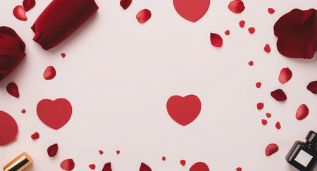 Valentine's Day background with red hearts and gift box. 3d renderingの素材