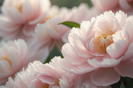 Peony flower in the garden. Beautiful pink peony flower.の素材