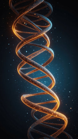 3d render DNA helix on a dark background. 3d illustrationの素材
