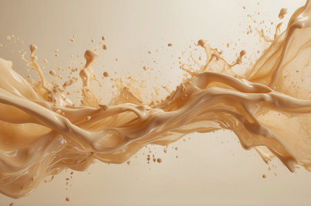 pouring milk splash isolated on white background, closeup of photoの素材
