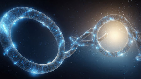 Block chain connected with lines and dots. The concept of crypto currency.の素材