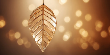 golden leaf on bokeh background, christmas and new year conceptの素材