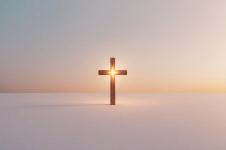 Cross on a background of the sky at sunset. 3d renderingの素材