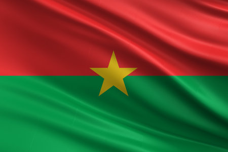 3D Illustration Burkina Faso Flag-Weaving on Silk-Fabricの写真素材