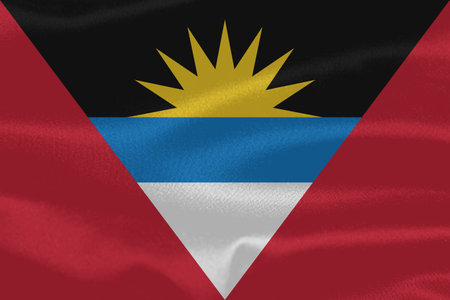 Antigua and Barbuda Flag Wind Waving Close Upの写真素材