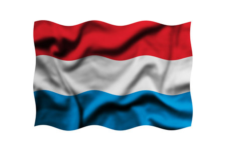 Waving flag of Luxembourg isolated on white background, 3d rendering.の写真素材