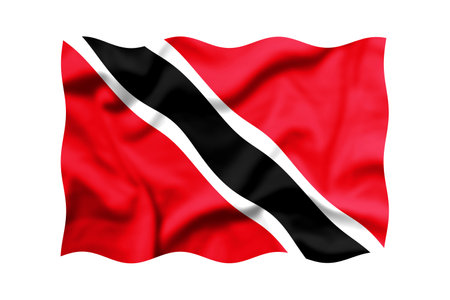 Waving flag of Trinidad and Tobago isolated on white background. 3d rendering.の写真素材