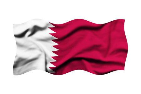 Qatar waving flag isolated on white background, clipping path included.の写真素材