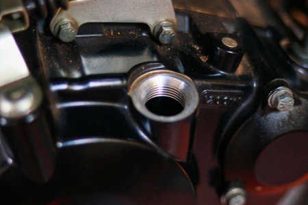 Motorcycle engine close-up. Details of the engine of the motorcycle