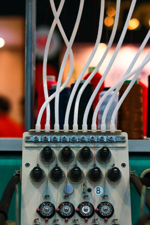 Detail of a machine for the production of electronic components in a factoryの写真素材
