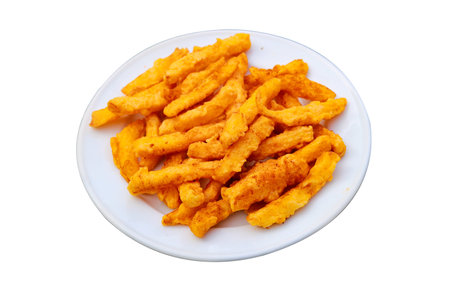 Crispy Golden French Fries with Seasoning Isolated on Transparent Backgroundの写真素材