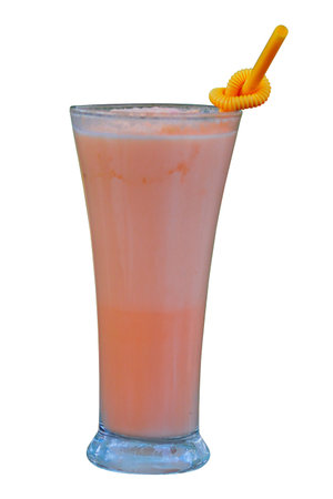 Creamy Orange Fruit Smoothie or Papaya Shake on Transparent Backgroundの写真素材