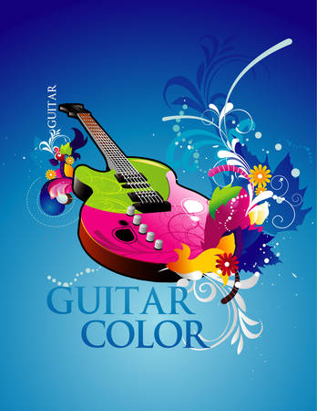 color guitar abstract illustrationのイラスト素材