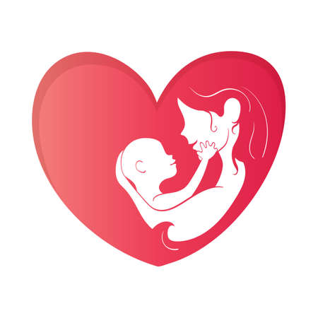 Mother's Day Vector Illustration Minimal White Space inside Heartのイラスト素材