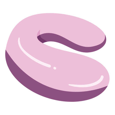 Travel Accessories Neck Pillow for Comfortable Flight Experience. Vector Art for Travel Essentials. Pink Neck Pillow in Flat Style.のイラスト素材
