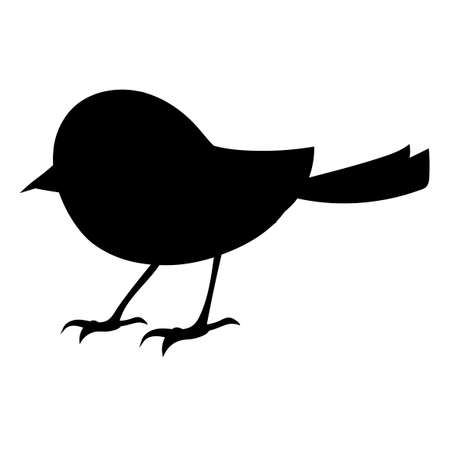 Brown Sparrow Flying in Air. Black Bird Silhouette Against White Background No Sky. Free Vectorのイラスト素材