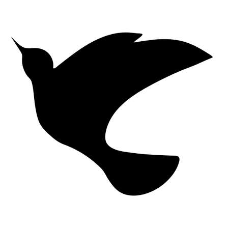 Black Bird Silhouette Against White Background No Sky. Free Vectorのイラスト素材