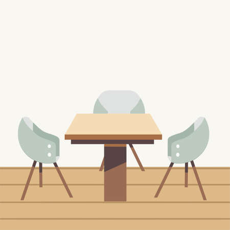 Modern table chair furniture set from the cafe interior scene. Flat colour isolated illustration of modern furnitureのイラスト素材