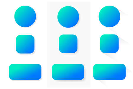 Shadows. Rectangle Square and Circle Shape Shadows in 3 different styles for UI and UX. Call to Action Buttons and CTA with bright blue gradients.のイラスト素材