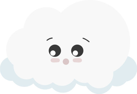 Cloud in the sky. Cute fluffy adorable cartoon cloud with innocent expressions.のイラスト素材