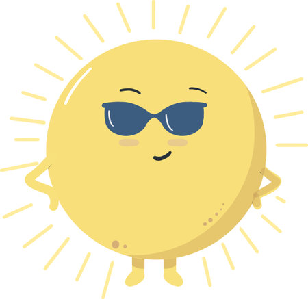 Cute sun wearing sunglasses on summer dayのイラスト素材