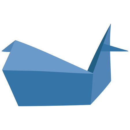 Origami paper whale, fish aquatic animal, triangular folded paper crafty styled vectorのイラスト素材