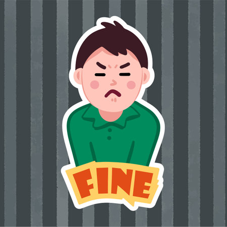 Fine Pissed boy angry and sad Stickerのイラスト素材
