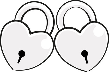 Love locks shaped like a heart. Valentines day vector graphic.のイラスト素材