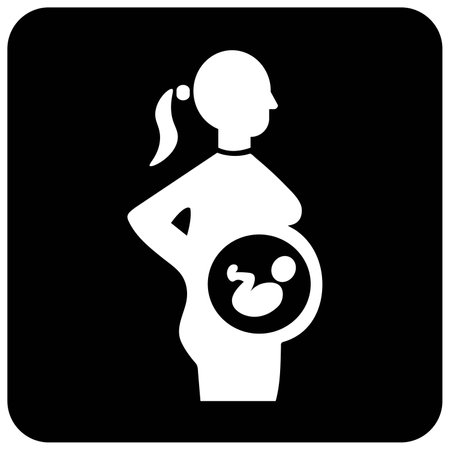 Pregnancy icon black and white flat vector illustrationのイラスト素材