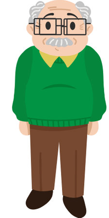 Old man or Grandfather standing with an innocent faceのイラスト素材