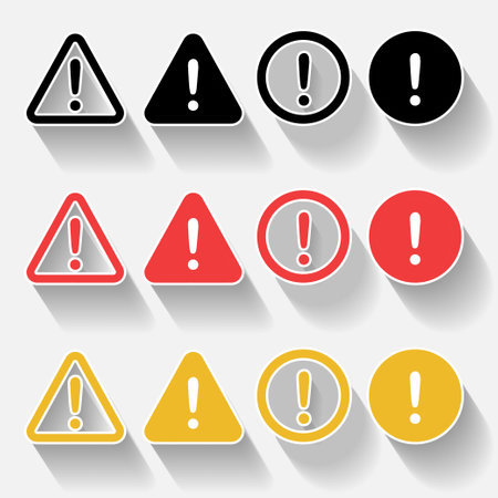 Isolated shadow warning logo icon design with yellow, red and black colorのイラスト素材