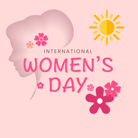 International women's day floral decorations in paper art style with frame of flowers and leaves.のイラスト素材